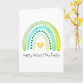 Carte Bonne Fête des pères Papa Aquarelle Coeurs arc-en- (Fleur jaune)