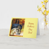 Carte Bonne Fête des pères Papa Père Cheval Equestrian (Fleur jaune)