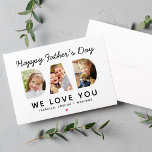 Carte Bonne Fête des pères Papa Photo personnalisée Cart<br><div class="desc">Créez un cadeau élégant et mémorable pour papa cette Fête des pères! Cette carte de voeux personnalisée à plat présente un collage de trois photos de famille préférées des enfants conçus comme un design moderne et audacieux de typographie sans serif. Personnalisez le texte personnalisé avec les noms des enfants. Comprend...</div>