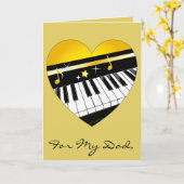 Carte Bonne Fête des pères piano et musique (Fleur jaune)