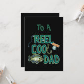 Carte Bonne Fête des pères Reel Cool Papa Pêche (Devant/Arrière en situation)
