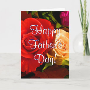 Carte Bonne Fête des pères Rouge Jaune Roses II