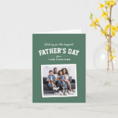 Carte Bonne Fête des pères sportive une photo verte (Fleur jaune)