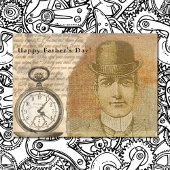 Carte Bonne Fête des pères Steampunk Gentleman Bowler Ca