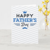 Carte Bonne Fête des pères - Stripes, Crown et Mustache (Fleur jaune)