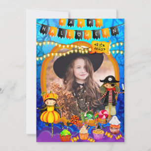 Carte Bonne fête d'Halloween Costume enfants fête