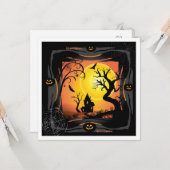 Carte Bonne fête d'Halloween "Treat or Trick" (Devant/Arrière en situation)