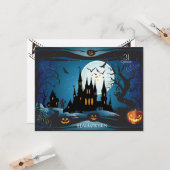 Carte Bonne fête d'Halloween "Treat or Trick" (Devant/Arrière en situation)