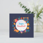 Carte Bonne fête Hanoukka belle décoration (Debout devant)