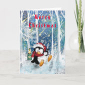 Carte Bonne fête Pingouin Funny Christmas Card (Devant)