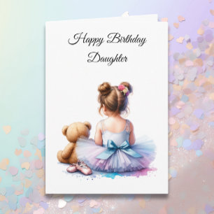 Carte Bonne fille d'anniversaire Ballerina et Teddy