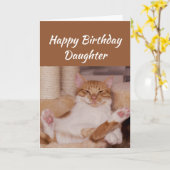 Carte Bonne Fille d'anniversaire Célébrer Funny Chat (Fleur jaune)