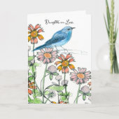 Carte Bonne Fille D'Anniversaire En Droit Fleurs De Blue (Devant)