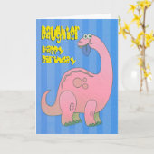 Carte Bonne fille d'anniversaire Pink Dinosaur (Fleur jaune)