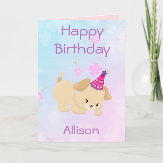 Carte Bonne fille d'anniversaire Pretty Puppy (Devant)