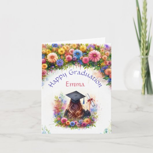 Carte Bonne Fille De Diplôme Avec Fleur sauvage (Devant)