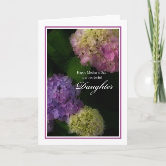 Carte Bonne fille de la Fête des Mères, Peint Hydrangea (Devant)