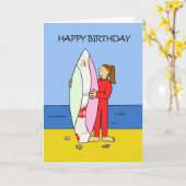 Carte Bonne fille de surfer d'anniversaire (Fleur jaune)