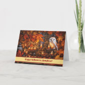 Carte Bonne Fille Halloween Joli hibou d'automne (Devant)