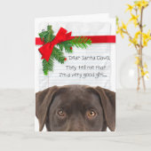 Carte Bonne fille Labrador chocolat Noël (Fleur jaune)