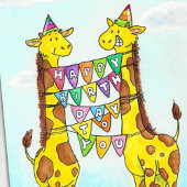 Carte Bonne Giraffes voeux d'anniversaire