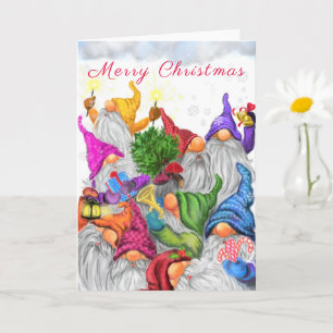 Carte Bonne Gnome Party Christmas Card