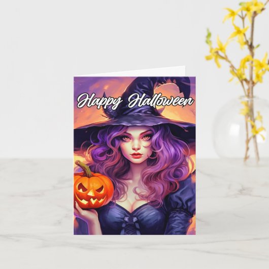 Carte Bonne Halloween (Fleur jaune)