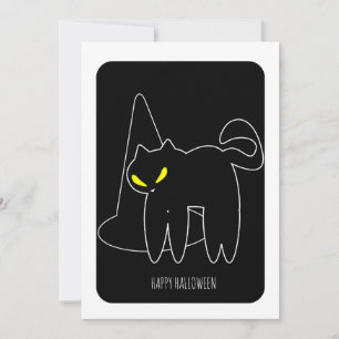 Carte Bonne Halloween Black Cat Witch Casquette Card
