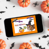 Carte Bonne Halloween Cavalier King Charles Witch Card