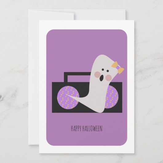 Carte Bonne Halloween Cute Ghost Music Card (Devant)