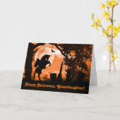 Carte Bonne Halloween Grand-fille Cool sans tête cavalie (Fleur jaune)