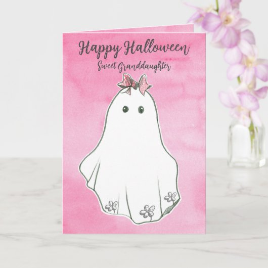 Carte Bonne Halloween Grand-fille Ghost Pinkoween (Orchidée)