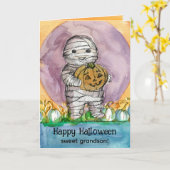 Carte Bonne Halloween Grand-fils maman Citrouilles (Fleur jaune)