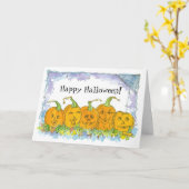 Carte Bonne Halloween Jack-O-Lantern Citrouilles (Fleur jaune)
