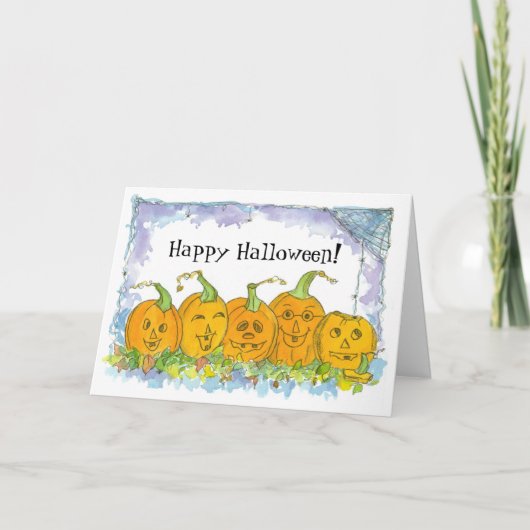 Carte Bonne Halloween Jack-O-Lantern Citrouilles (Devant)
