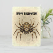 Carte Bonne Halloween Steampunk Spider (Debout devant)