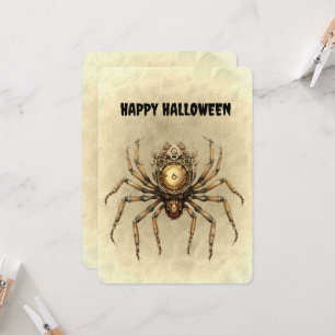 Carte Bonne Halloween Steampunk Spider