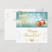 Carte Bonne Hanoukka Frstival fête Gold Menorah CARD (Devant / Derrière)
