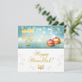 Carte Bonne Hanoukka Frstival fête Gold Menorah CARD (Debout devant)