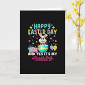 Carte Bonne journée de Pâques et oui c'est mon lapin d'a (Fleur jaune)