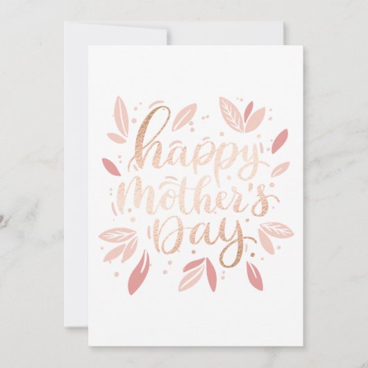 Carte Bonne journée des mères. Écriture florale mignonne (Devant)