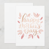 Carte Bonne journée des mères. Écriture florale mignonne (Devant / Derrière)