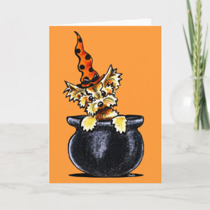 Carte Bonne -Laisse Art™ de sorcière de Yorkie Halloween