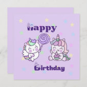 Carte Bonne licorne d'anniversaire (Devant / Derrière)