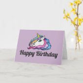 Carte Bonne licorne d'anniversaire (Fleur jaune)