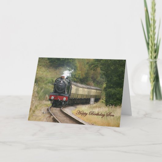 Carte Bonne Locomotive à vapeur pour son anniversaire (Devant)