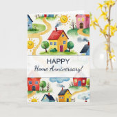 Carte Bonne maison Anniversaire mignon Motif de quartier (Fleur jaune)