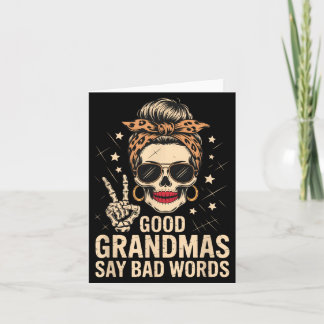 Carte Bonne Mamie Dit Mauvais Mots Squelette Crâne Léopa