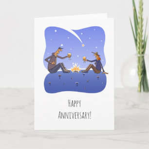 Carte Bonne Mariage Anniversaire Campfire Couple Card