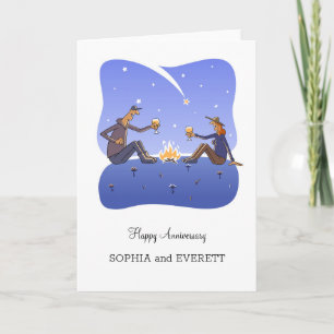 Carte Bonne Mariage Anniversaire Campfire Couple Card